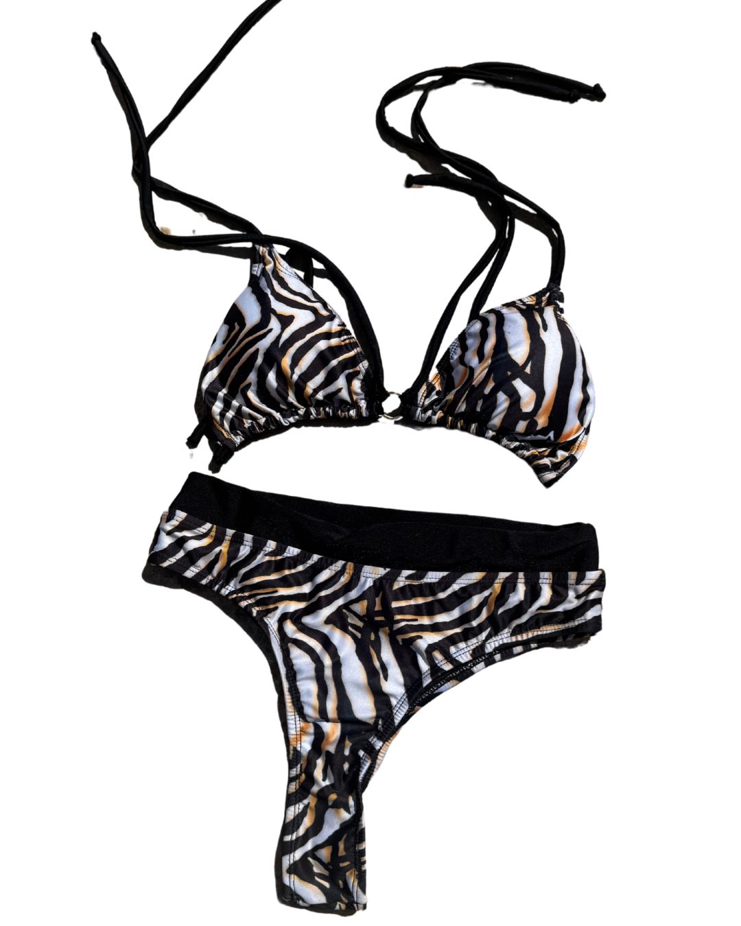 Jungle Triangle bikini lace up bra (MAR-1026) Zebra