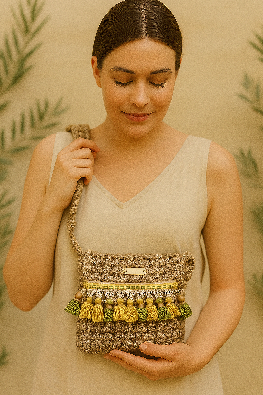 handmade bag beige (AL-9007)