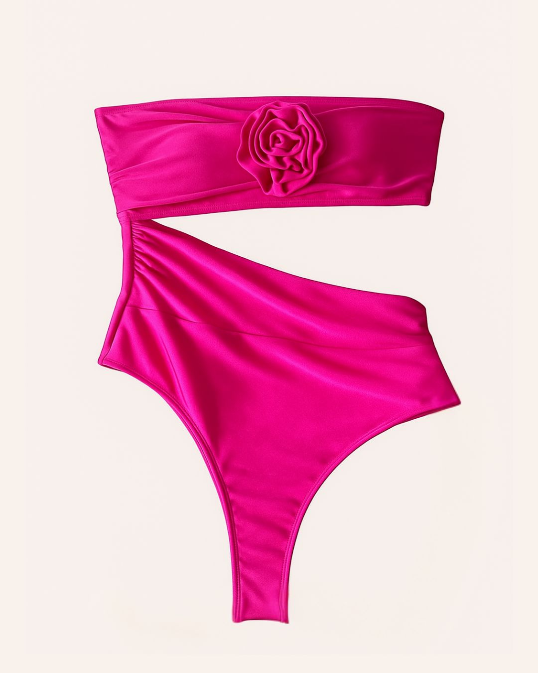 Strapless Rose Petal Side-Lock Swimsuit  (MAR-2019)