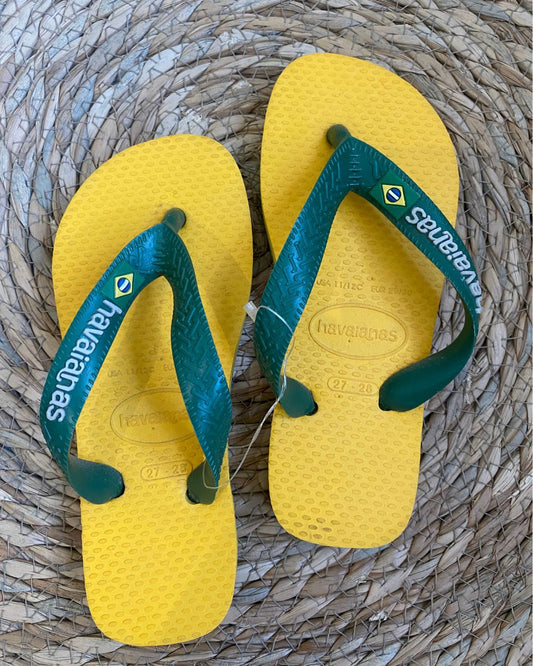 Havaianas for kids - Banana Yellow and green Brasil Logo (AL-8003)