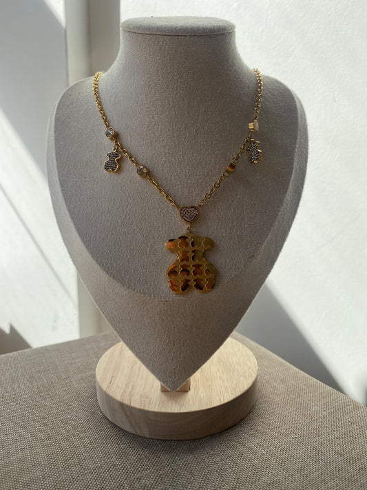 Tous gold necklace swarovski  (GW-1412)