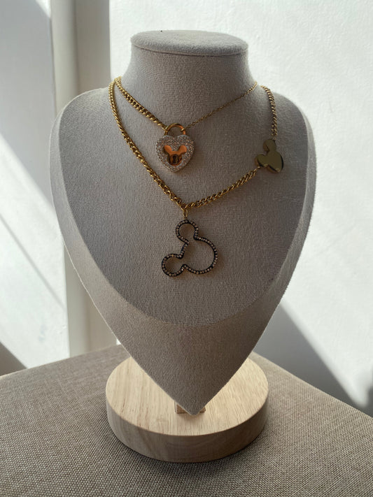 Disney gold necklace swarovski  (GW-1413)