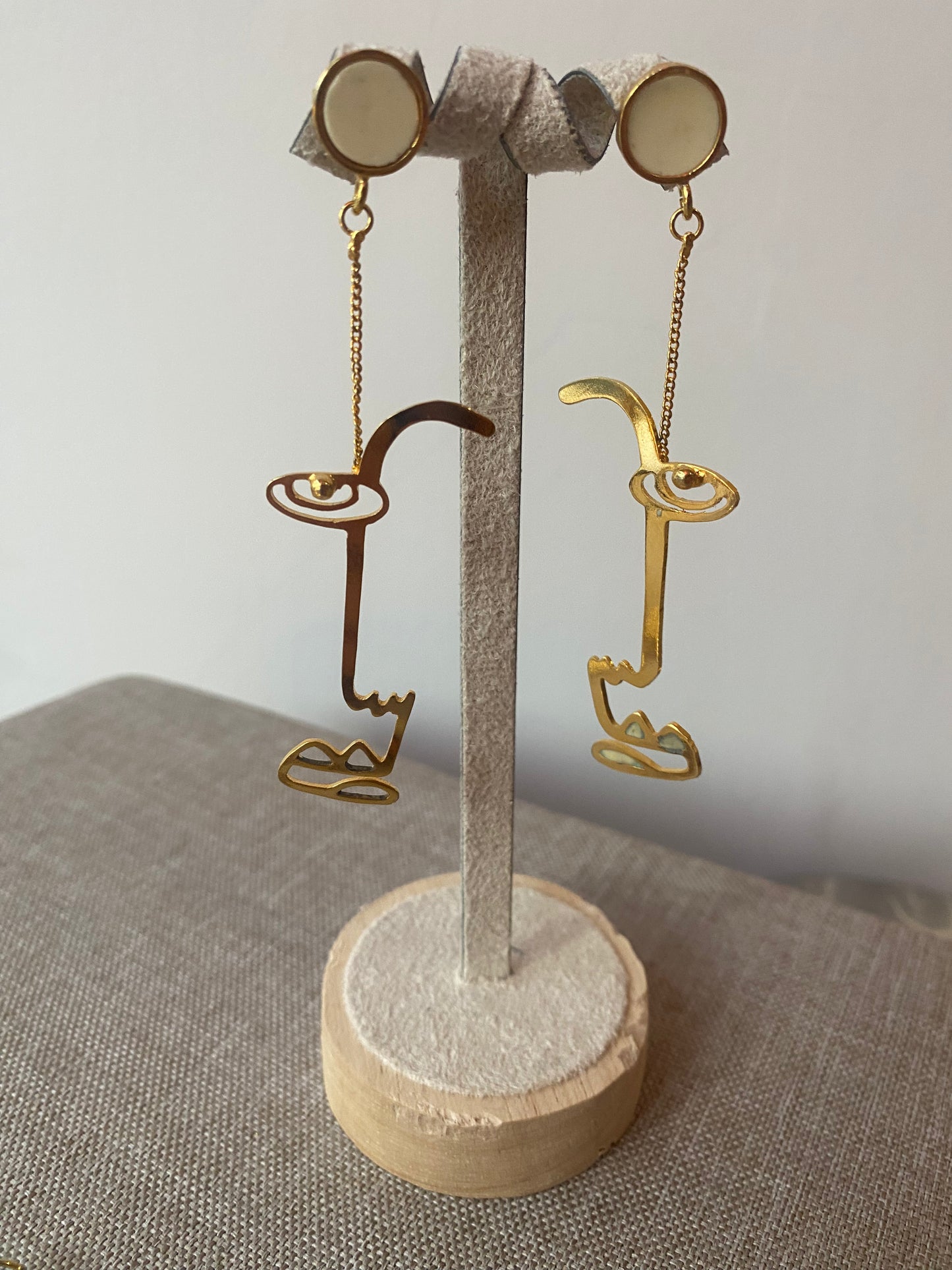 Earrings Pink one face (AGD-0102)