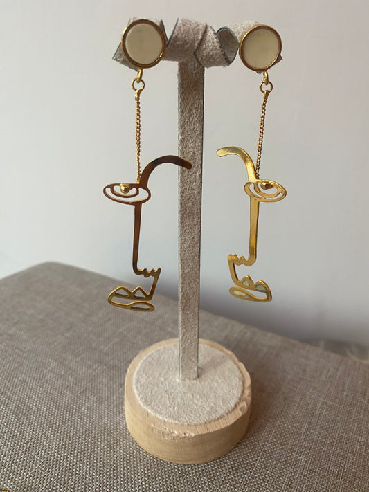Earrings Pink one face (AGD-0102)