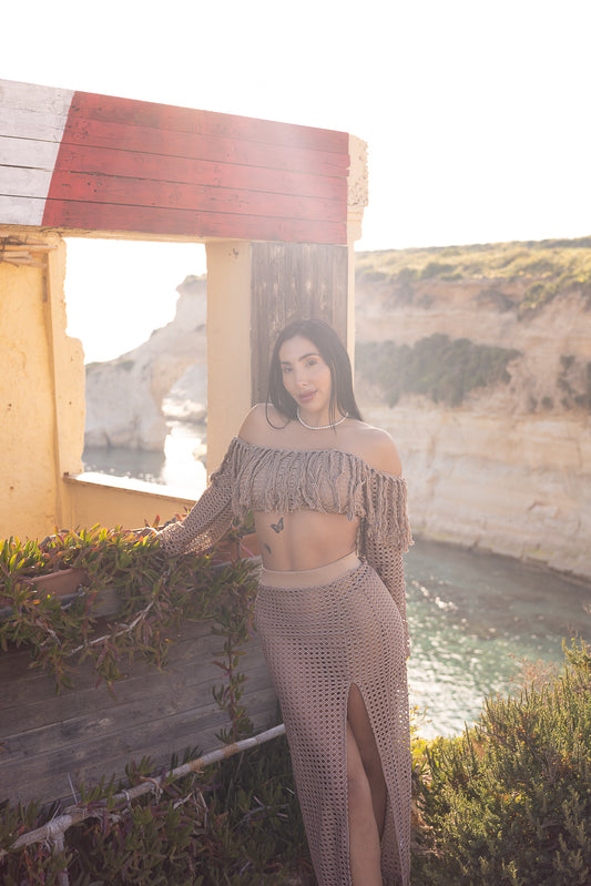 sunrise holes skirt brown (MAR-4004)