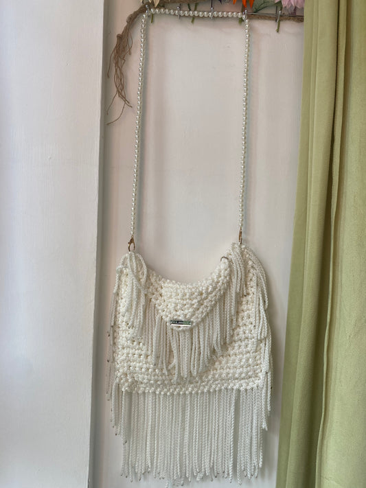 Crochet shoulder bag  medium (MX-4004) white