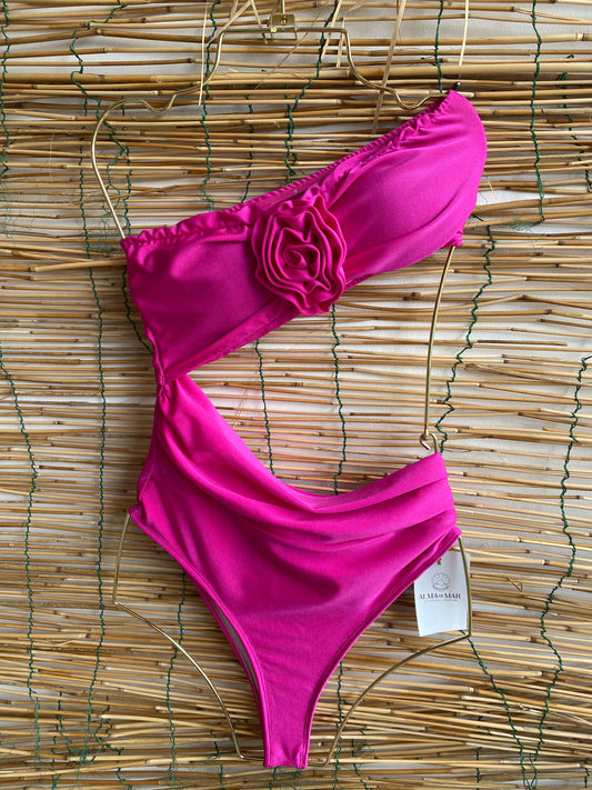 Strapless Rose Petal Side-Lock Swimsuit  (MAR-2019)