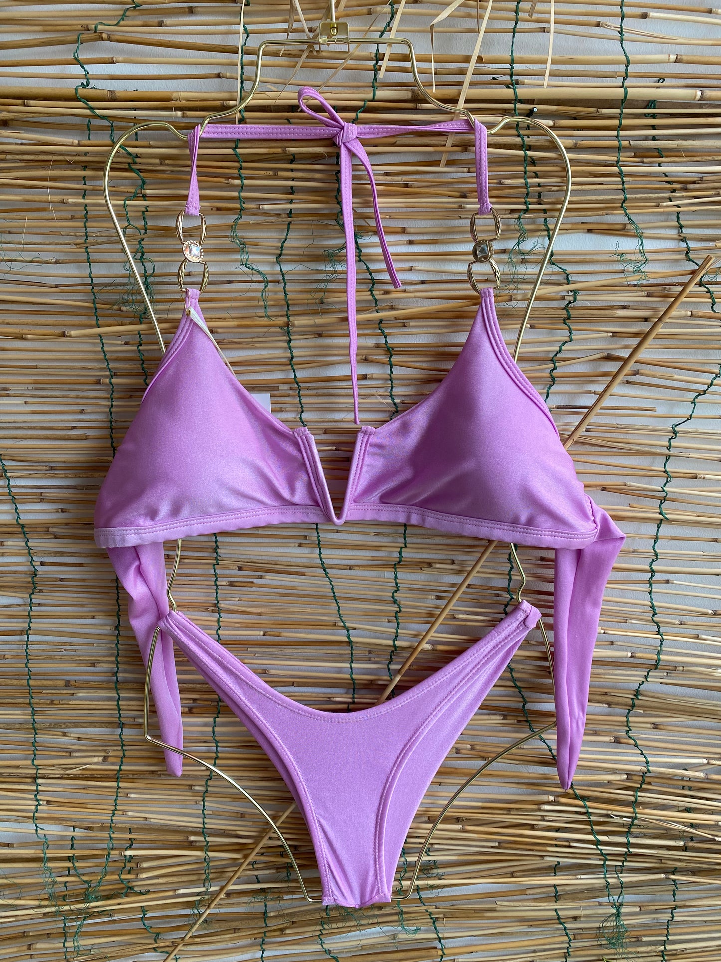 Rhinestones Metal Chain Brazilian Bikini Set (MAR-1025)