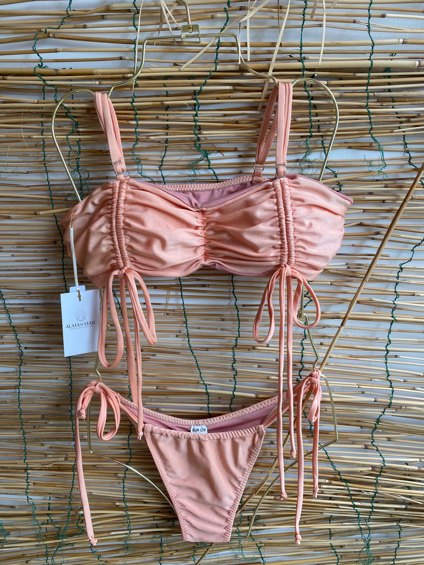 Brazilian bliss bikini straple tie (MAR-1020) Pink gold