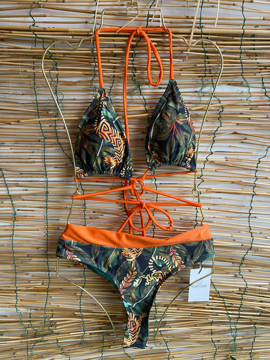 Jungle Triangle bikini lace up bra (MAR.1026) JAGUAR