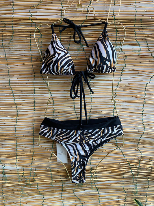 Jungle Triangle bikini lace up bra (MAR-1026) Zebra