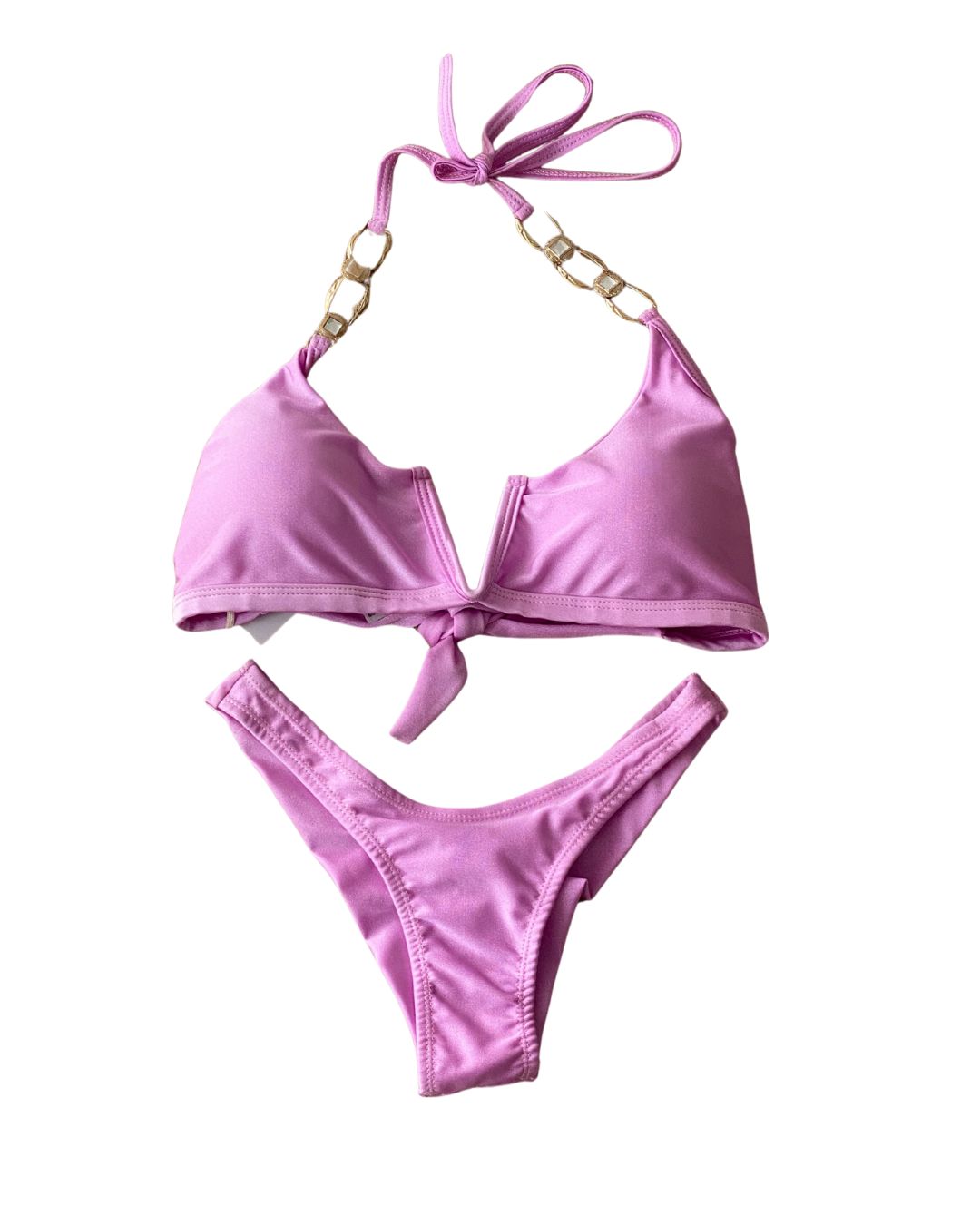 Rhinestones Metal Chain Brazilian Bikini Set (MAR-1025)