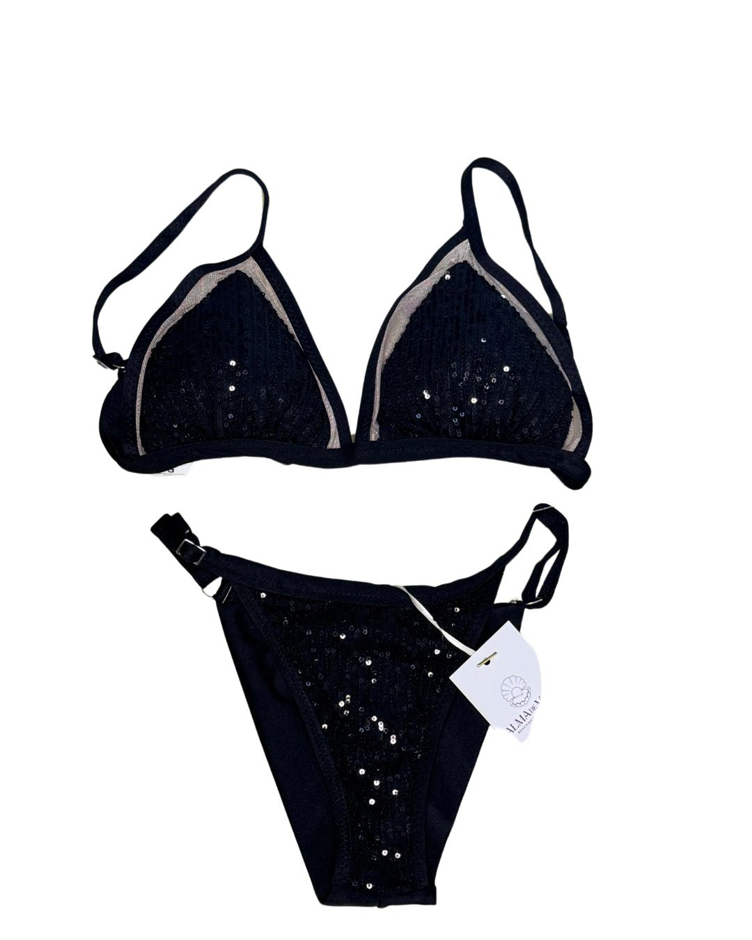 Tringle bikini brazilian sequin Glitter (MAR-1005) Black