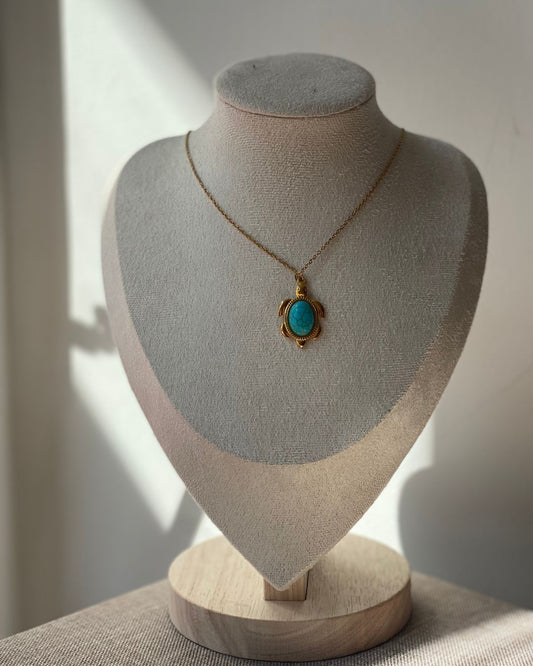 turtle 18k necklace turquesa (SEA - 1101)